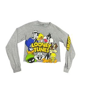 Looney Tunes Character Y2K Vintage Cropped Crew Neck Long Sleeve Shirt SZ Small